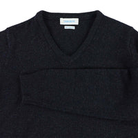 Lambswool V-neck women - Indigo Melange