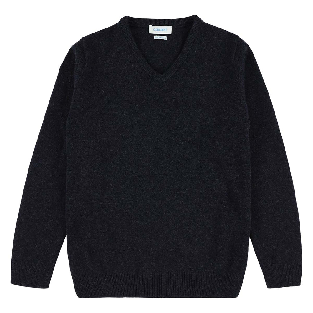 Lambswool V-neck women - Indigo Melange