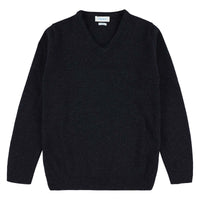 Lambswool V-neck women - Indigo Melange