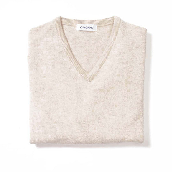 Lambswool V-neck women - Linen