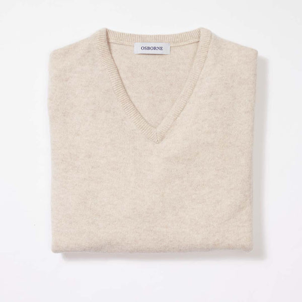 Lambswool V-neck women - Linen