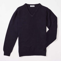 Lambswool V-neck women - Navy