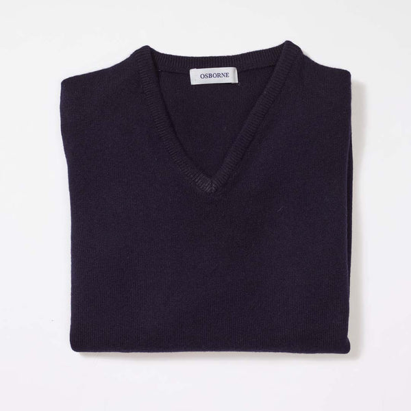 Lambswool V-neck women - Navy