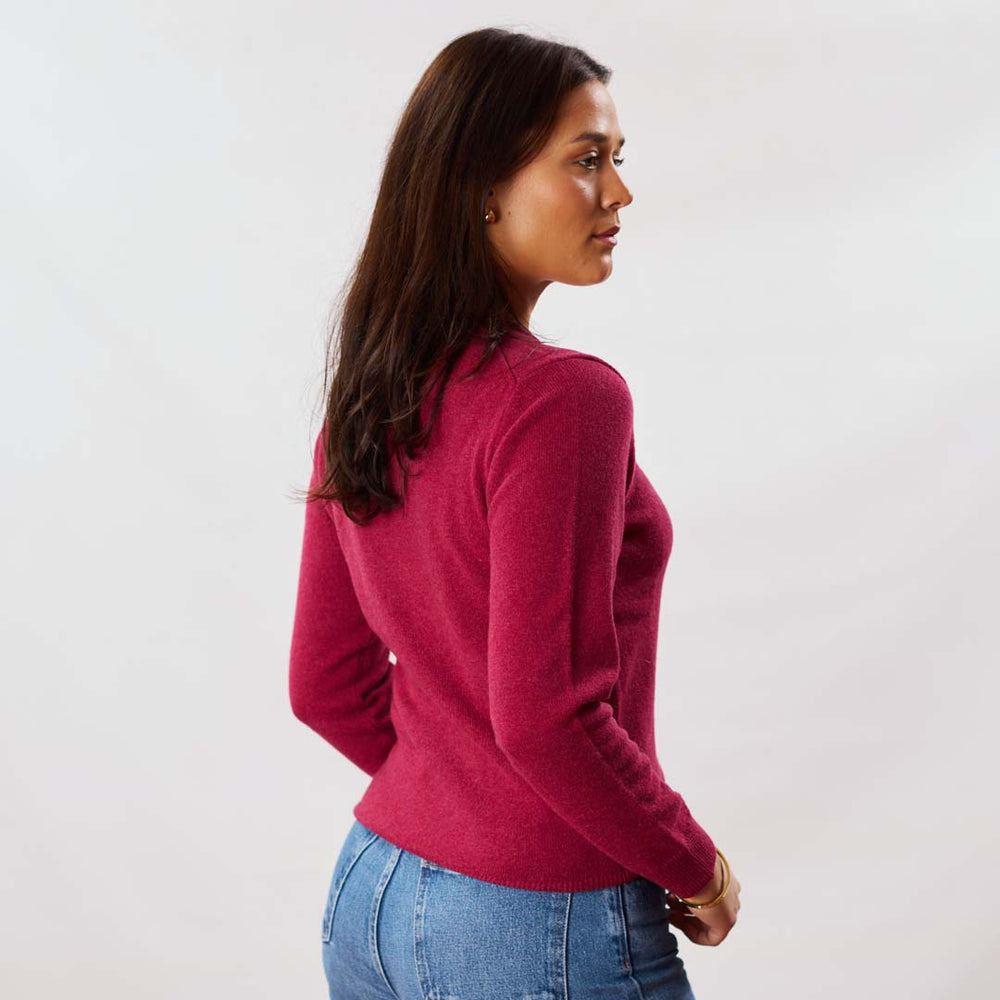 Lambswool V-neck women - Rosehip