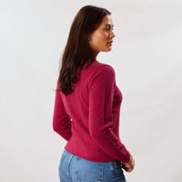 Lambswool V-neck women - Rosehip