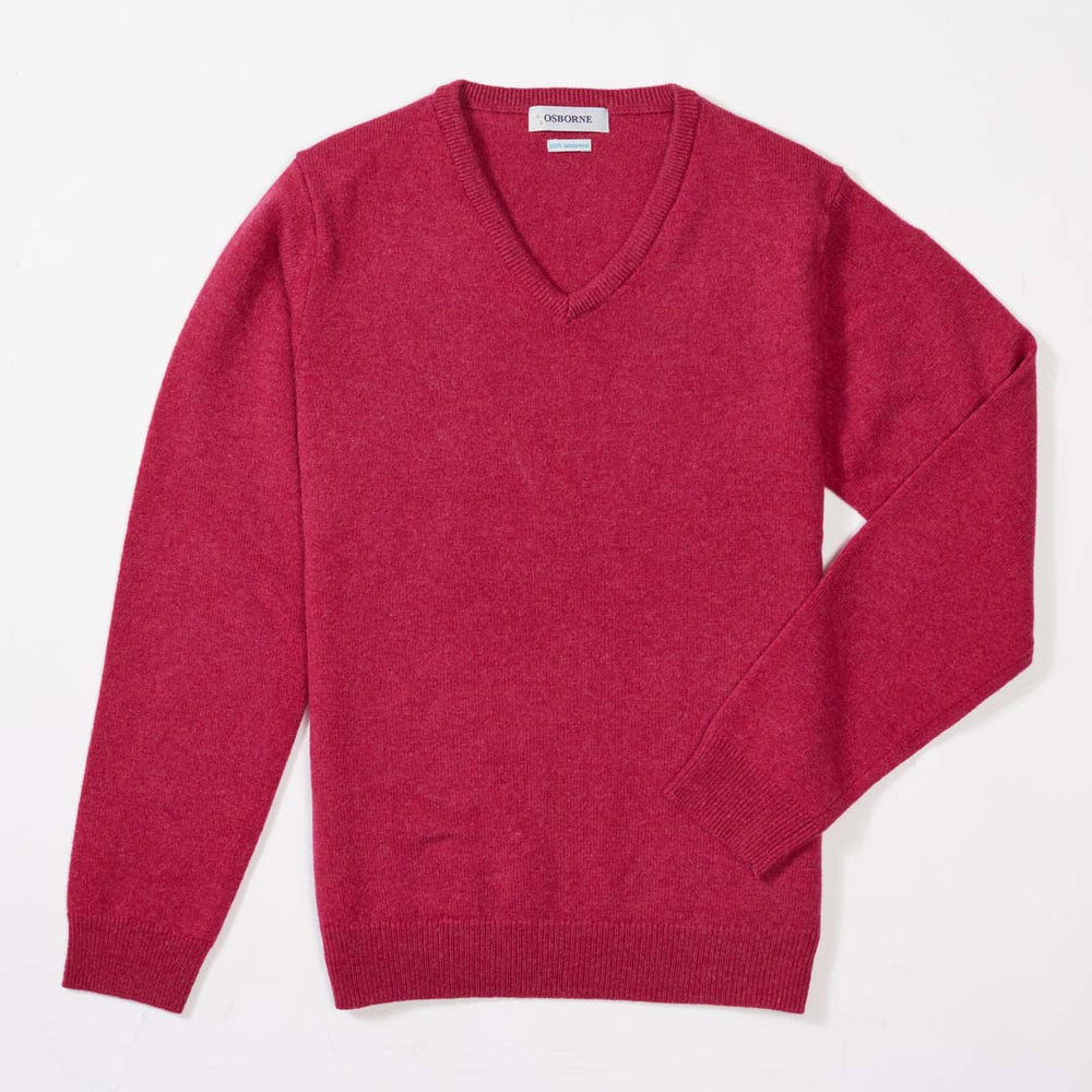 Lambswool V-neck women - Rosehip