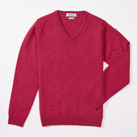 Lambswool V-neck women - Rosehip
