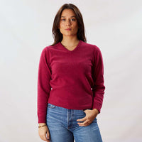Lambswool V-neck women - Rosehip