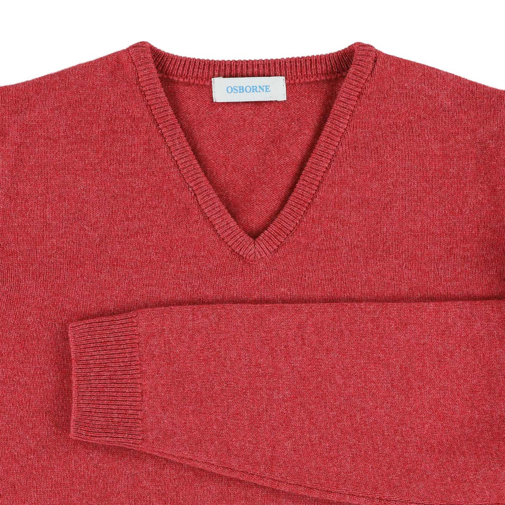 Lambswool V-neck women - Rouge