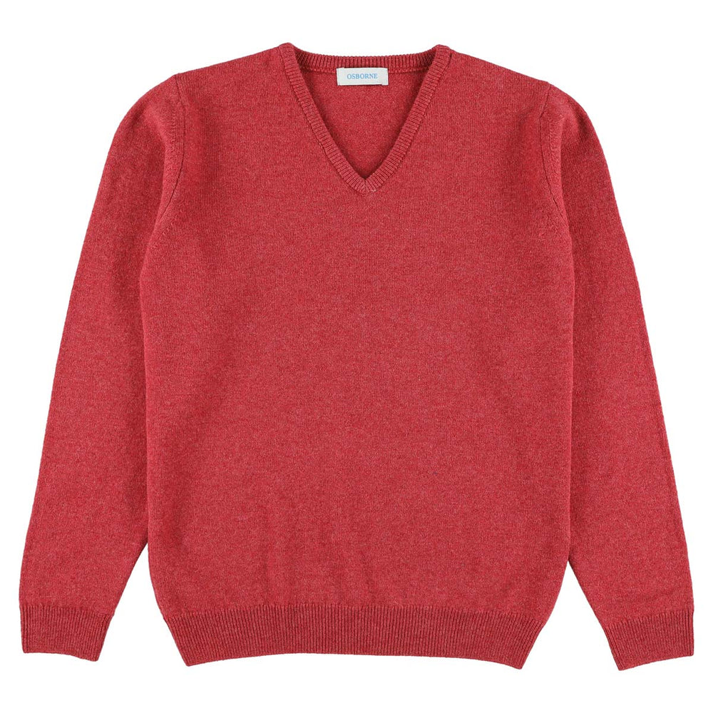 Lambswool V-neck women - Rouge