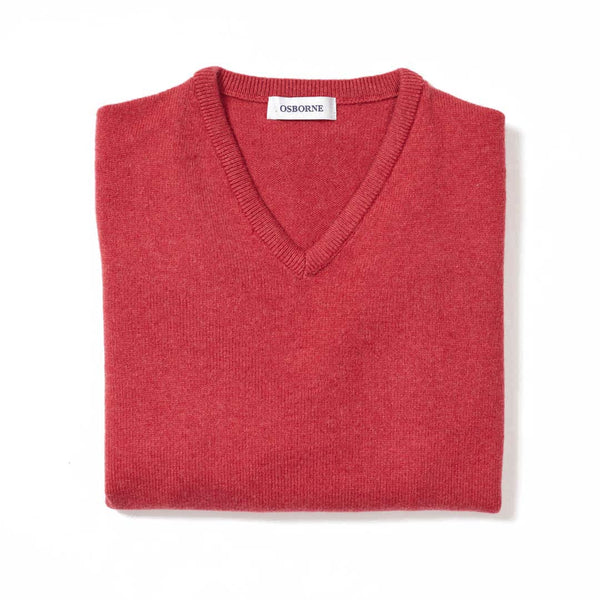 Lambswool V-neck women - Rouge