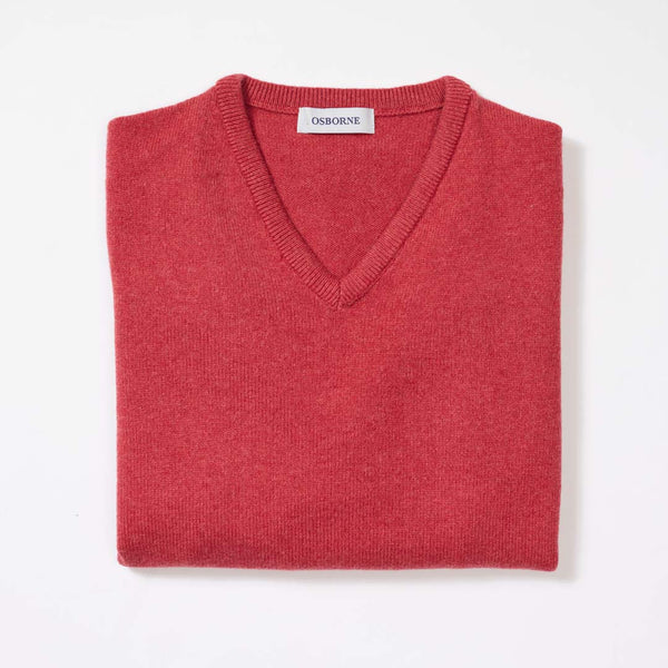 Lambswool V-neck women - Rouge