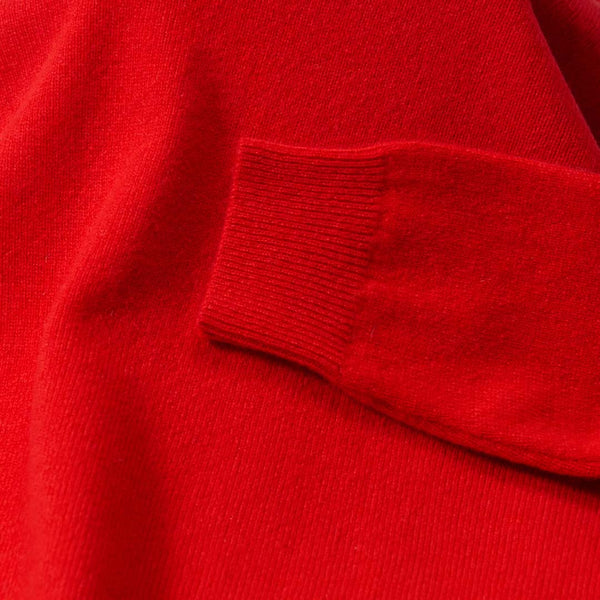 Lana d'agnello collo a V donne - Tartan Scarlet