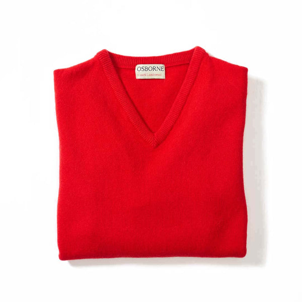 Lana d'agnello collo a V donne - Tartan Scarlet