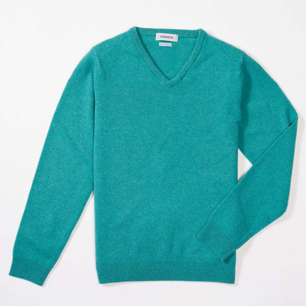 Lana d'agnello collo a V donne - Turquoise