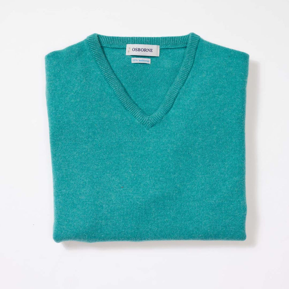 Lana d'agnello collo a V donne - Turquoise