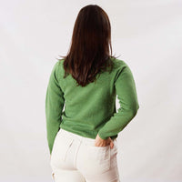 Lambswool V-neck women - Watercress