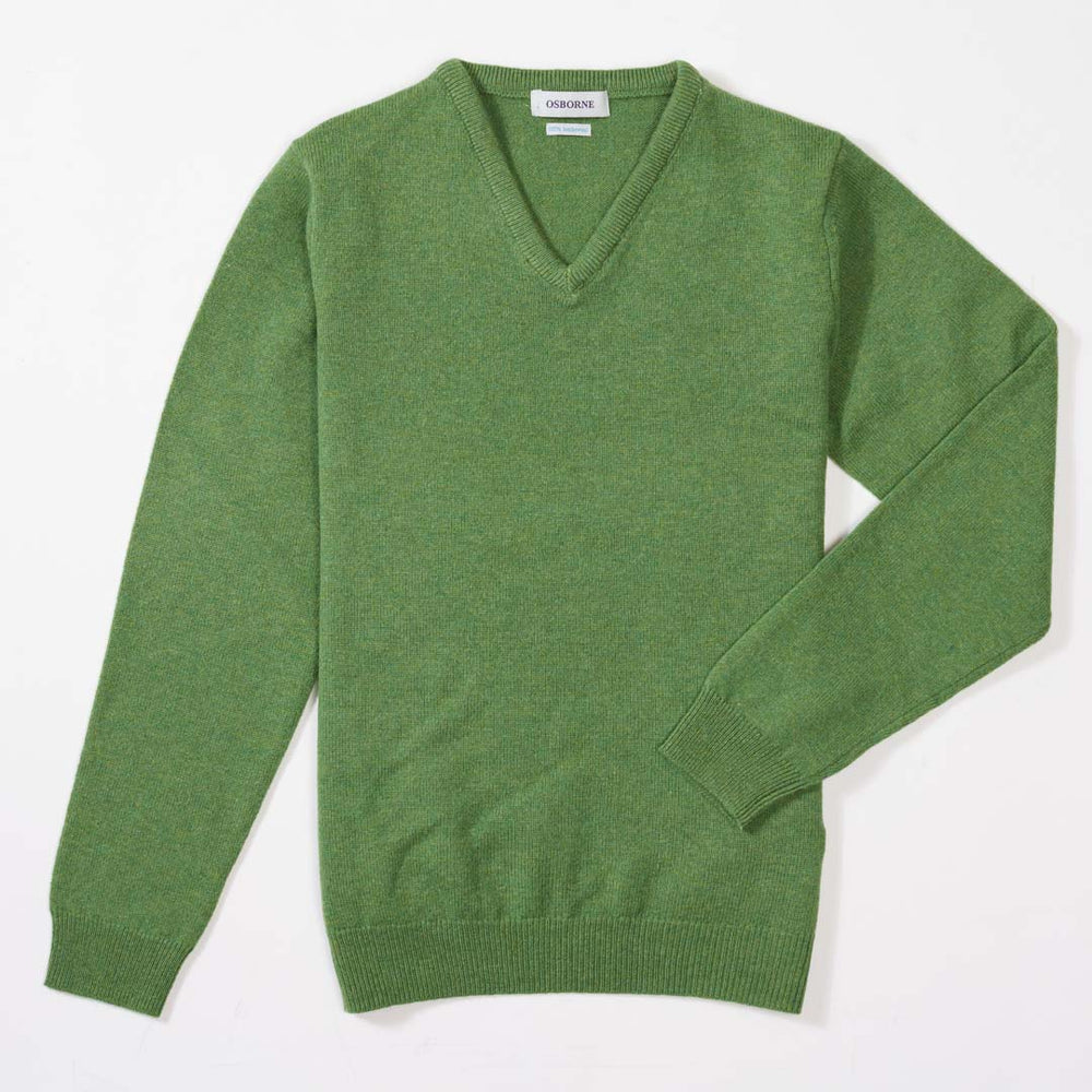 Lambswool V-neck women - Watercress