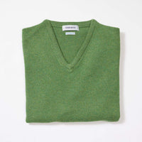 Lambswool V-neck women - Watercress