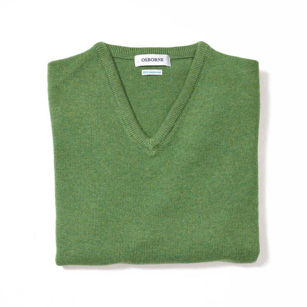Lambswool V-neck women - Watercress