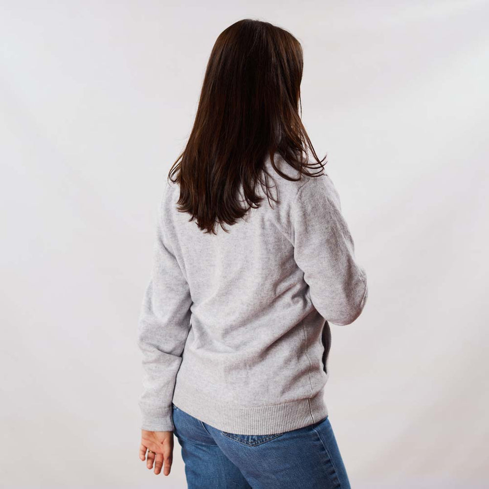 Lambswool windstopper zipped cardigan women - Feather - Golf lining