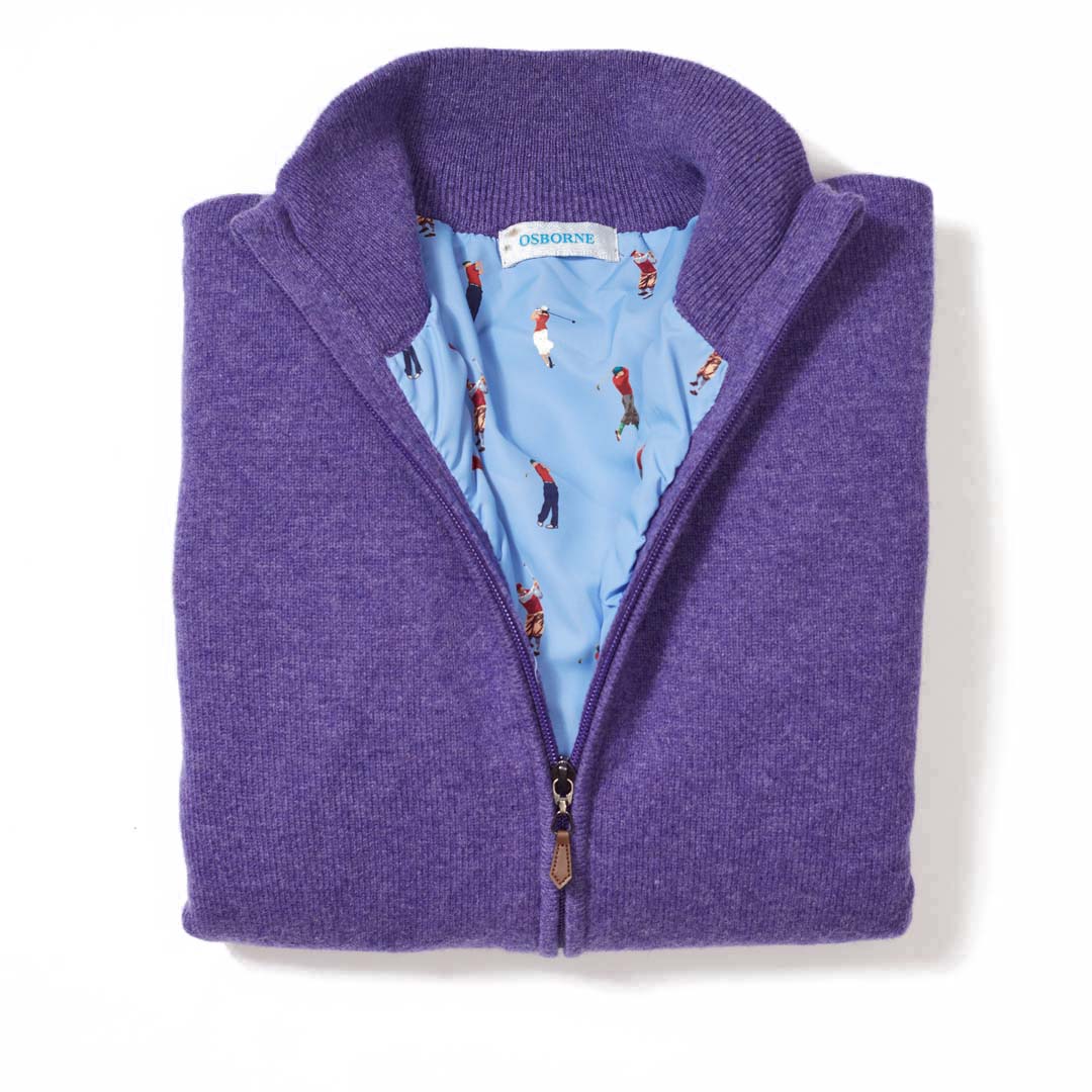 Lambswool windstopper zipped cardigan women - Heliotrope
