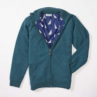 Lambswool windstopper zipped cardigan women - Hunter - Boat lining