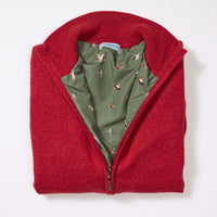 Lammwolle windstopper Strickjacke mit Reißverschluss damen - Poppy Melange - Ente Auskleidung