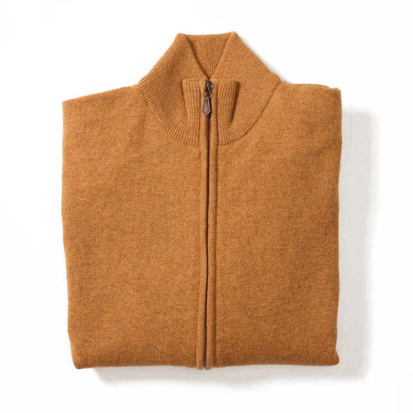 Lambswool windstopper zipped cardigan women - Gazelle - Black lining