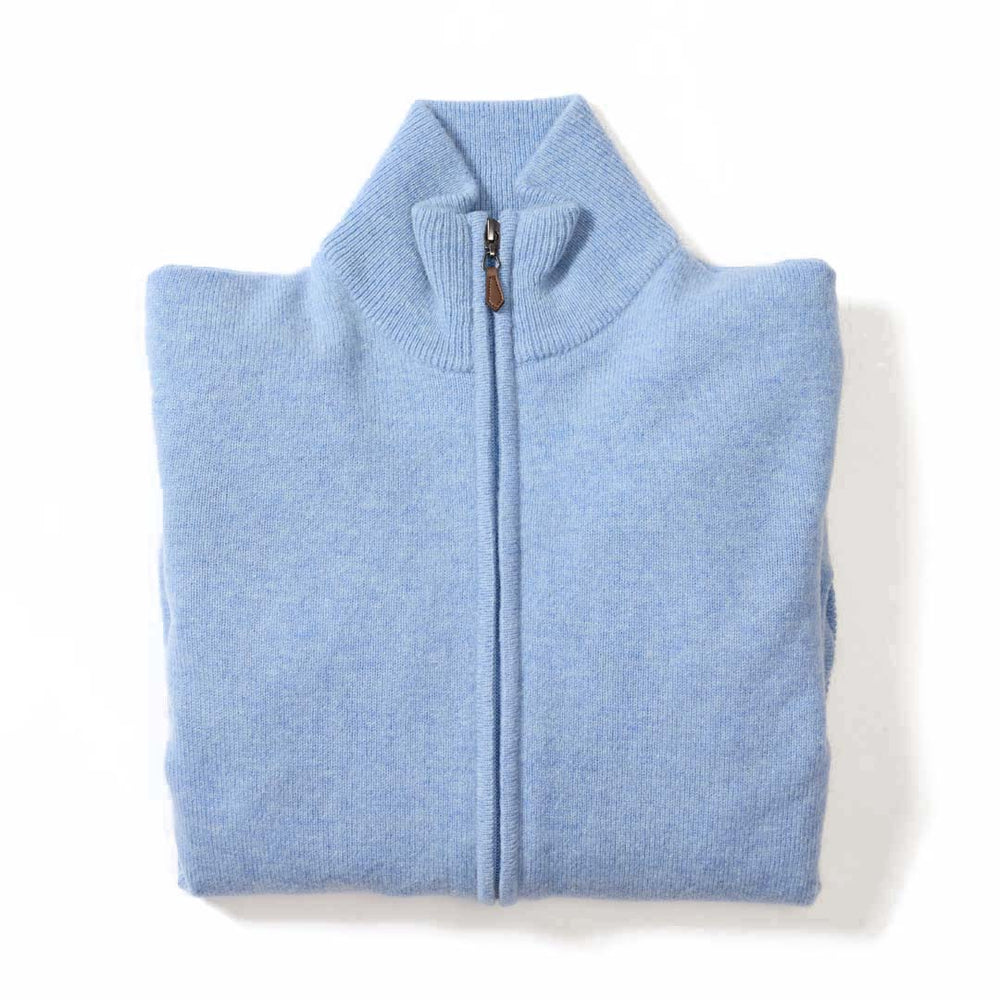 Lambswool windstopper zipped cardigan women - Glacier - Black lining