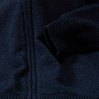 Lana d'agnello antivento cardigan con zip donne - Indigo Melange - fodera nera