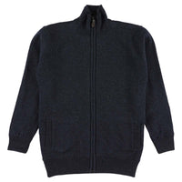 Lambswool windstopper zipped cardigan women - Indigo Melange - Black lining