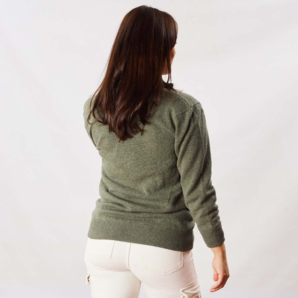 Lana d'agnello antivento cardigan con zip donne - Landscape - fodera nera