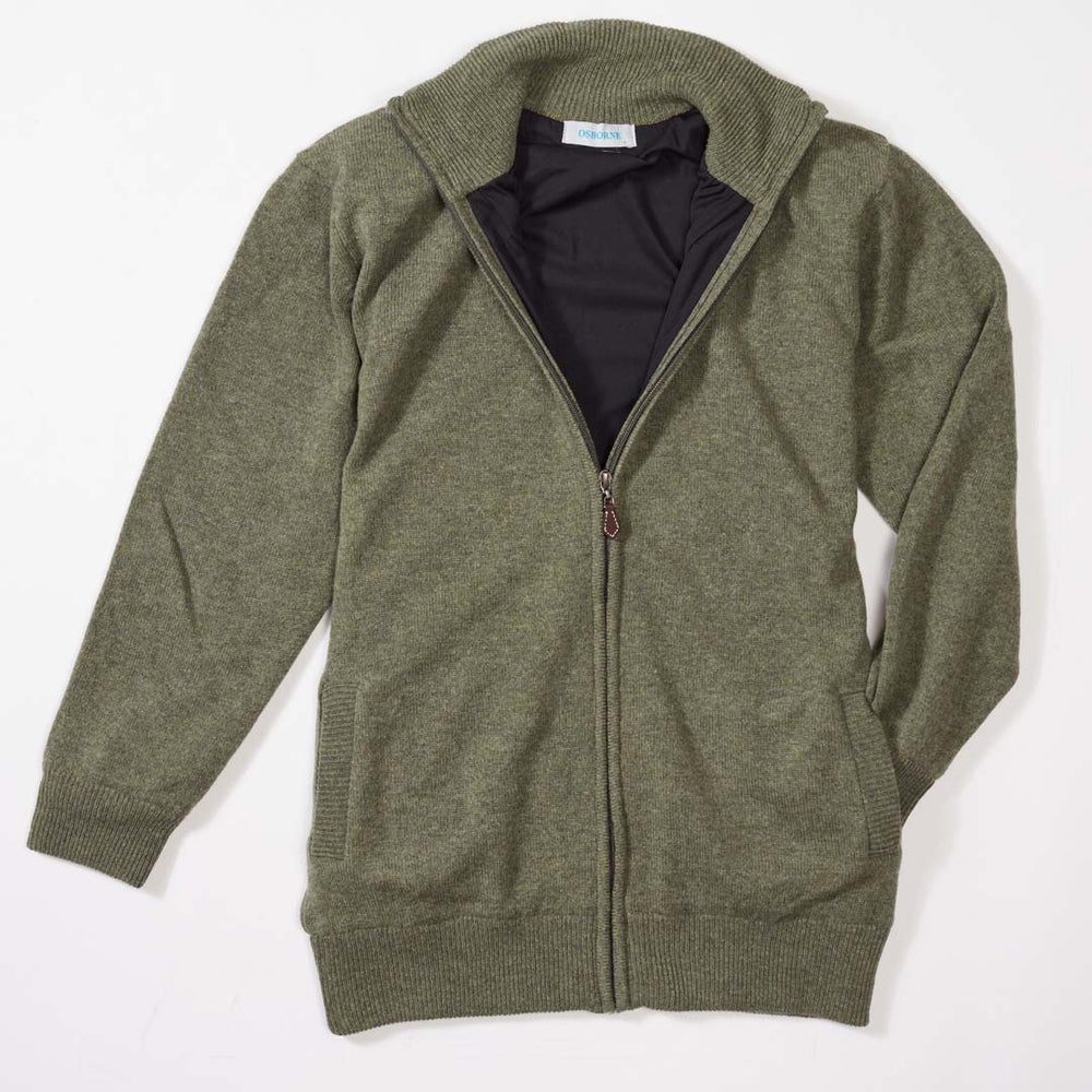 Lana d'agnello antivento cardigan con zip donne - Landscape - fodera nera
