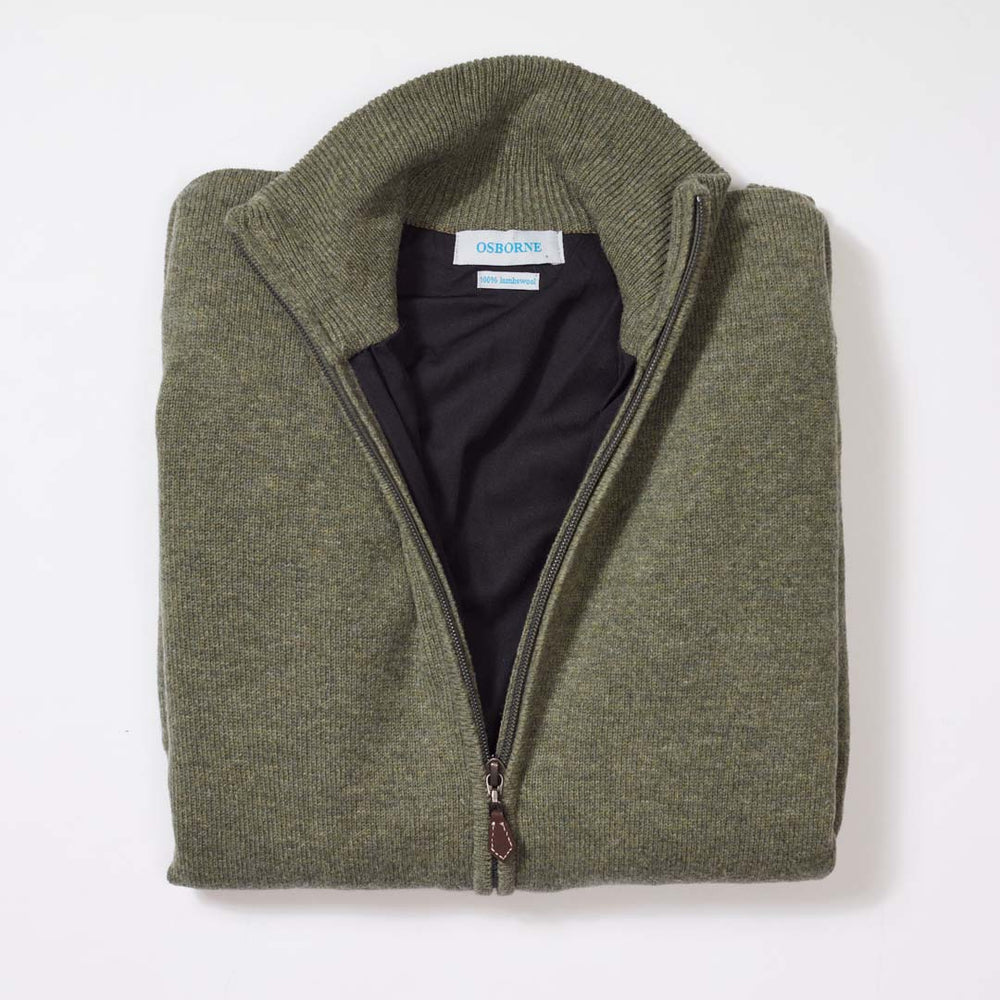 Lana d'agnello antivento cardigan con zip donne - Landscape - fodera nera