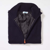 Lambswool windstopper zipped cardigan women - Navy - Black lining