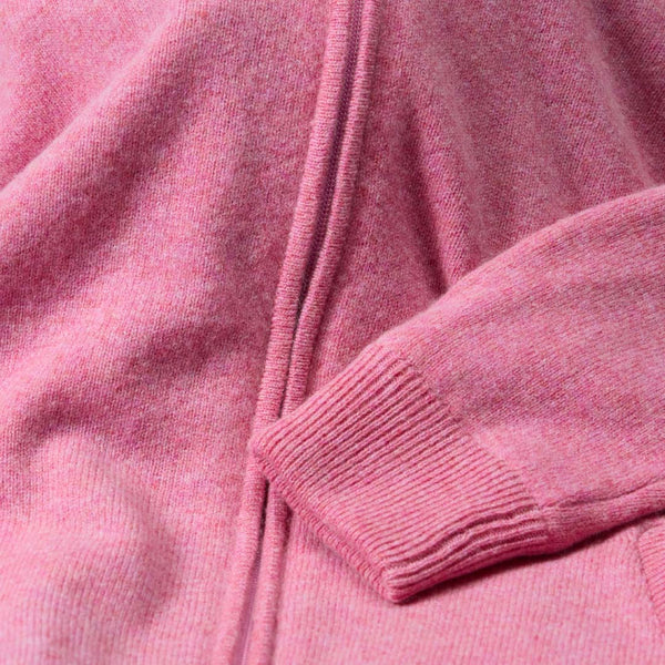 Lambswool windstopper zipped cardigan women - Nougat - Black lining