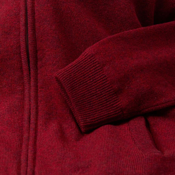 Lammwolle windstopper Strickjacke mit Reißverschluss damen - Pomegranate -  Auskleidung