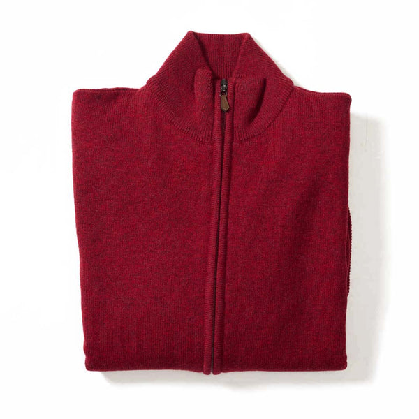 Lammwolle windstopper Strickjacke mit Reißverschluss damen - Pomegranate -  Auskleidung