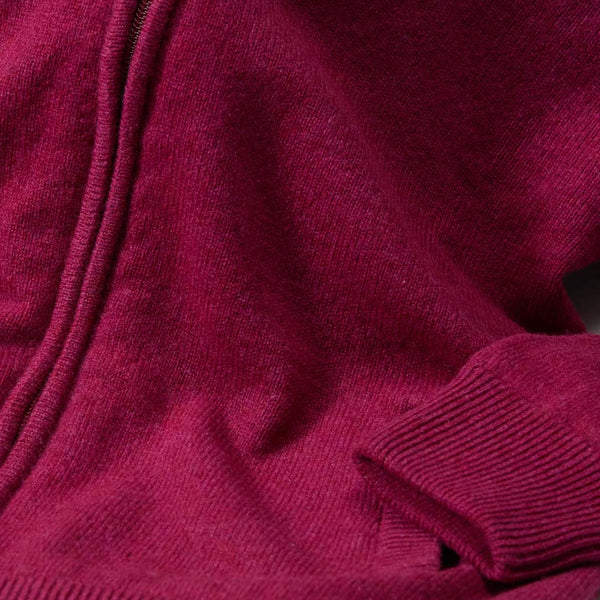 Lambswool windstopper zipped cardigan women - Rosehip - Black lining
