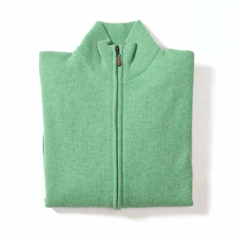 Lana d'agnello antivento cardigan con zip donne - Springtime - fodera nera