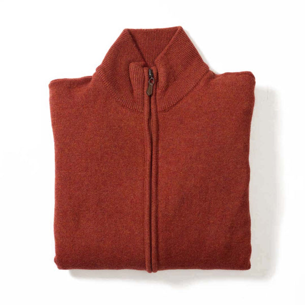 Lambswool windstopper zipped cardigan women - Tiger - Black lining