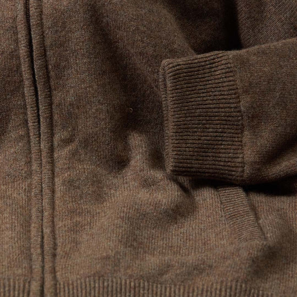 Lambswool windstopper zipped cardigan women - Tobacco - Black lining