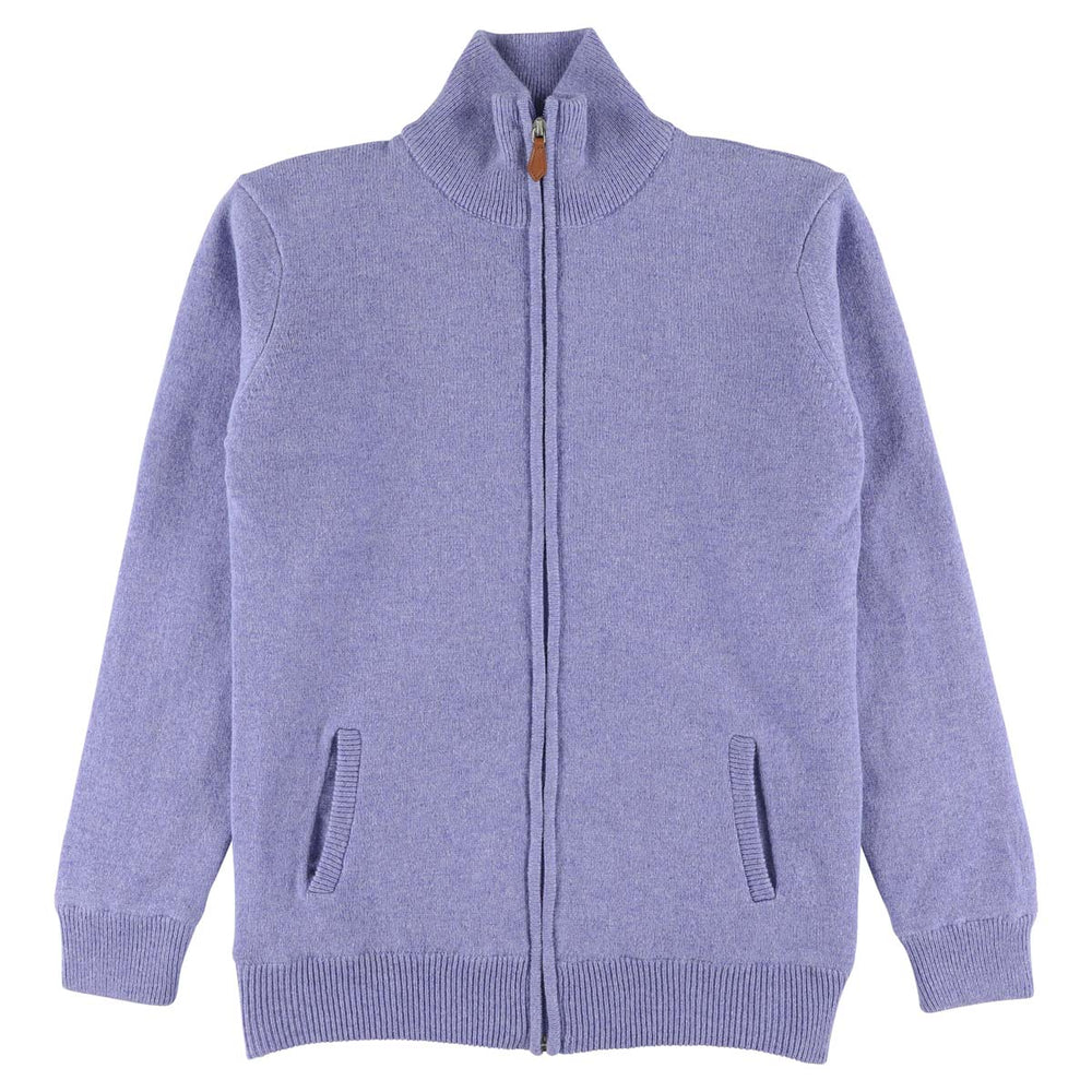 Lambswool windstopper zipped cardigan women - Wateriris - Black lining
