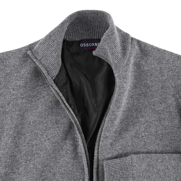 Lammwolle windstopper Strickjacke mit Reißverschluss - Grey Mix -  auskleidung