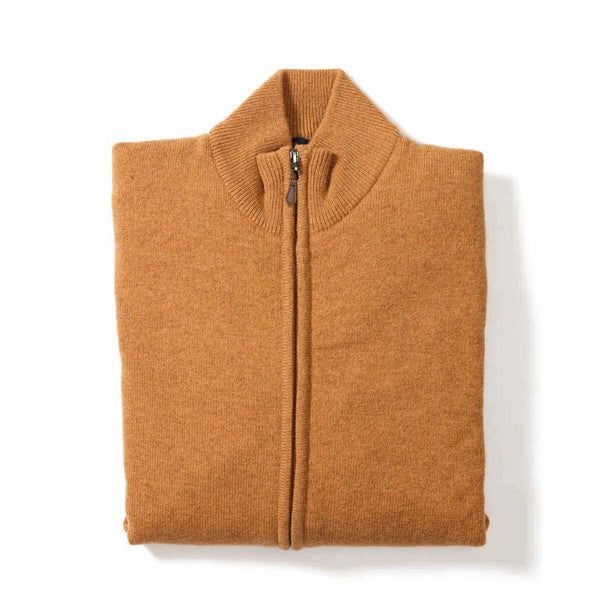 Lammwolle windstopper Strickjacke mit Reißverschluss - Gazelle -  auskleidung