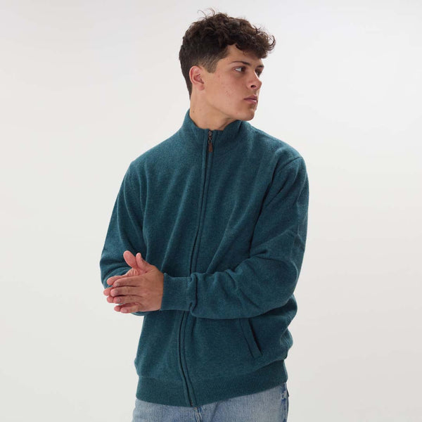 Lammwolle windstopper Strickjacke mit Reißverschluss - Hunter -  auskleidung