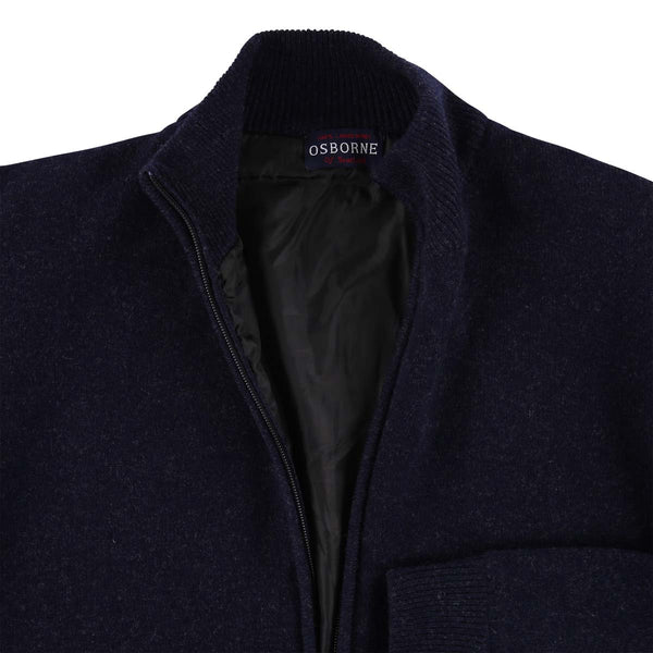 Lambswool windstopper zipped cardigan - Indigo Melange - Black lining