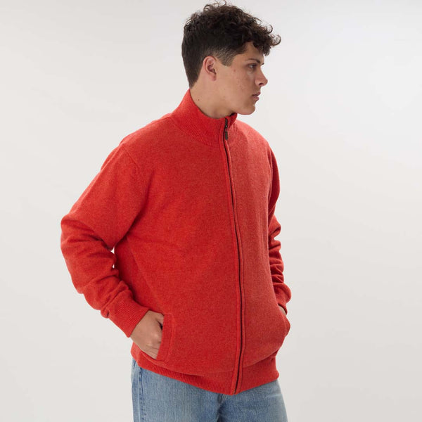 Lammwolle windstopper Strickjacke mit Reißverschluss - Inferno -  auskleidung