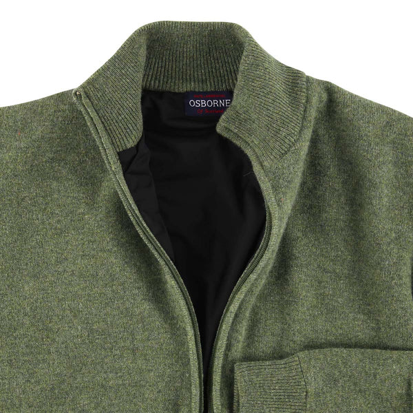 Lambswool windstopper zipped cardigan - Landscape - Black lining